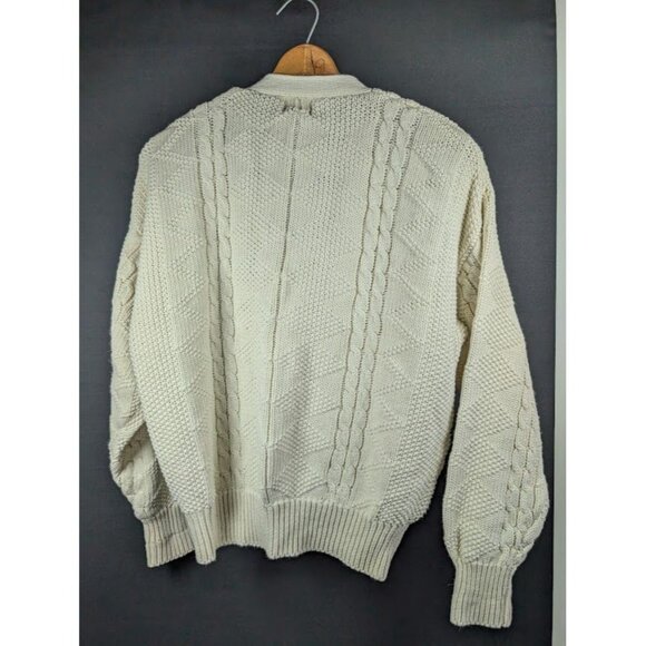 Vintage 80s Gap Sweater Cardigan XL Cable Knit Fisherman Academia Cottagecore - Picture 7 of 7